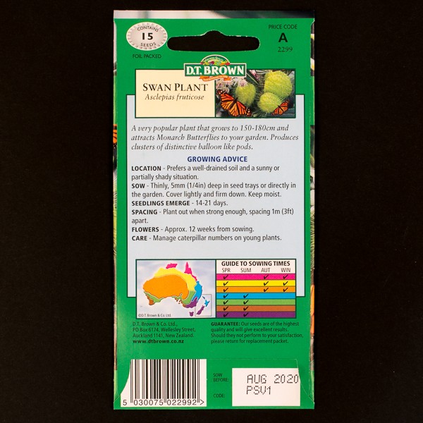 Swan Plant Seeds Watkins Flower Seeds Easy Grow Ltd